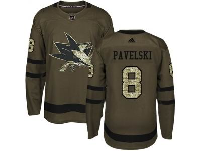 Youth Adidas San Jose Sharks #8 Joe Pavelski Green Salute to Service NHL Jersey