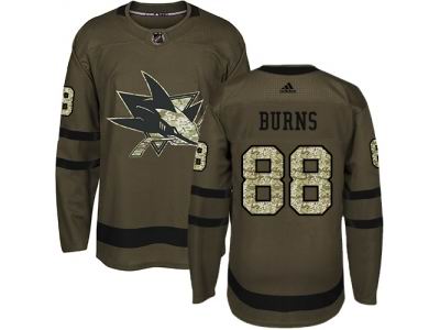 Youth Adidas San Jose Sharks #88 Brent Burns Green Salute to Service NHL Jersey