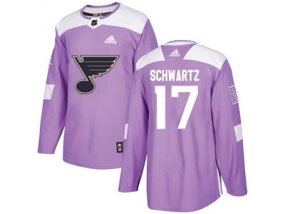 Youth Adidas St. Louis Blues #17 Jaden Schwartz Purple Authentic Fights Cancer Stitched NHL Jersey