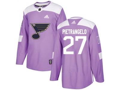 Youth Adidas St. Louis Blues #27 Alex Pietrangelo Purple Authentic Fights Cancer Stitched NHL Jersey