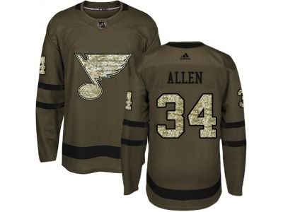 Youth Adidas St. Louis Blues #34 Jake Allen Green Salute to Service NHL Jersey