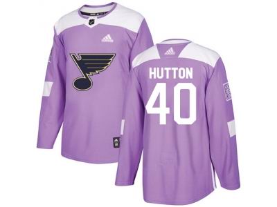 Youth Adidas St. Louis Blues #40 Carter Hutton Purple Authentic Fights Cancer Stitched NHL Jersey