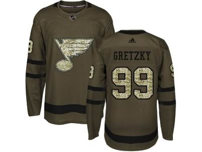 Youth Adidas St. Louis Blues #99 Wayne Gretzky Green Salute to Service NHL Jersey