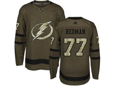 Youth Adidas Tampa Bay Lightning #77 Victor Hedman Green Salute to Service NHL Jersey