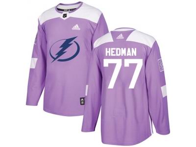 Youth Adidas Tampa Bay Lightning #77 Victor Hedman Purple Authentic Fights Cancer Stitched NHL Jersey