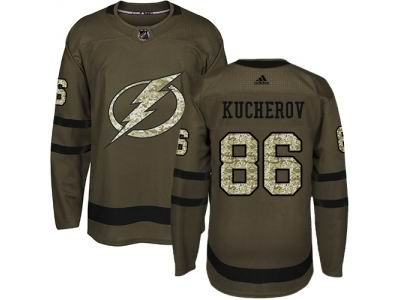 Youth Adidas Tampa Bay Lightning #86 Nikita Kucherov Green Salute to Service Jersey