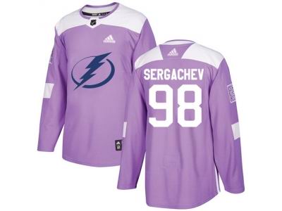 Youth Adidas Tampa Bay Lightning #98 Mikhail Sergachev Purple Authentic Fights Cancer Stitched NHL Jersey