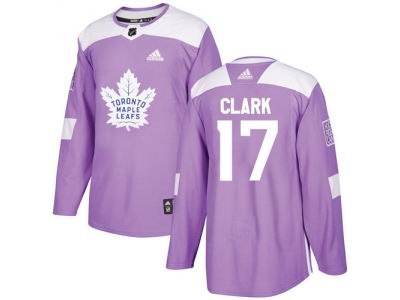 Youth Adidas Toronto Maple Leafs #17 Wendel Clark Purple Authentic Fights Cancer Stitched NHL Jersey