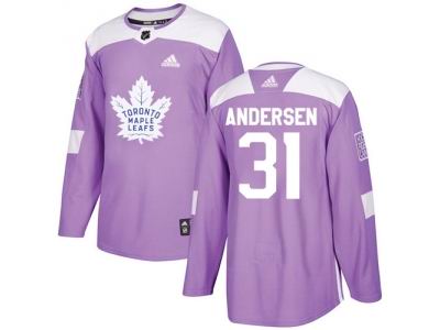 Youth Adidas Toronto Maple Leafs #31 Frederik Andersen Purple Authentic Fights Cancer Stitched NHL Jersey