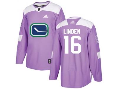 Youth Adidas Vancouver Canucks #16 Trevor Linden Purple Authentic Fights Cancer Stitched NHL Jersey