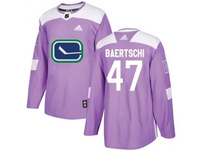 Youth Adidas Vancouver Canucks #47 Sven Baertschi Purple Authentic Fights Cancer Stitched NHL Jersey