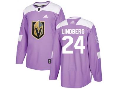 Youth Adidas Vegas Golden Knightss #24 Oscar Lindberg Purple Authentic Fights Cancer Stitched NHL Jersey