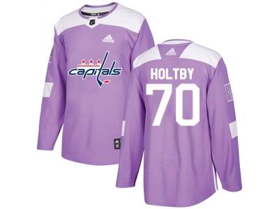 Youth Adidas Washington Capitals #70 Braden Holtby Purple Authentic Fights Cancer Stitched NHL Jersey