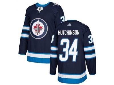 Youth Adidas Winnipeg Jets #34 Michael Hutchinson Navy Blue Home Jersey