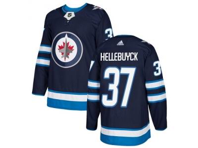 Youth Adidas Winnipeg Jets #37 Connor Hellebuyck Navy Blue Home Jersey