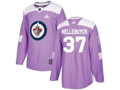 Youth Adidas Winnipeg Jets #37 Connor Hellebuyck Purple Authentic Fights Cancer Stitched NHL Jersey