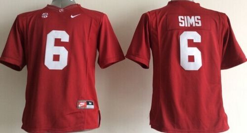 Youth Alabama Crimson Tide 6 Blake Sims Red Stitched NCAA Jersey