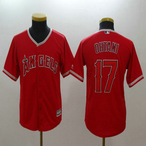 Youth Angels #17 Shohei Ohtani Red Youth Cool Base Jersey