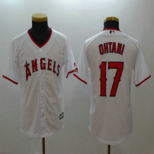 Youth Angels #17 Shohei Ohtani White Youth Cool Base Jersey