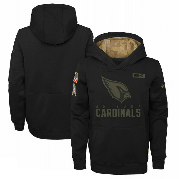 Youth Arizona Cardinals Nike 2020 Salute to Service Pullover Performance Hoodie Black