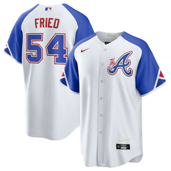 Youth Atlanta Braves #54 Max Fried White 2023 City Connect Stitched Baseball Jersey