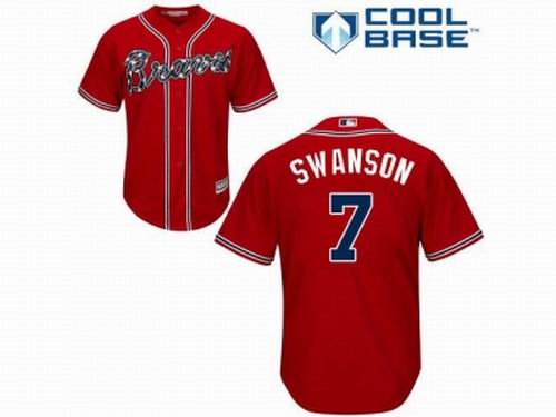 Youth Atlanta Braves #7 Dansby Swanson Red Jersey