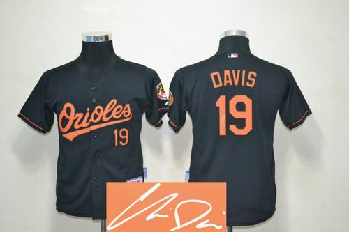 Youth Baltimore Orioles #19 Chris Davis black Signature Jersey