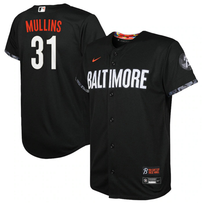 Youth Baltimore Orioles #31 Cedric Mullins Black 2023 City Connect Stitched Baseball Jersey
