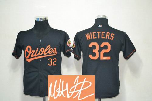 Youth Baltimore Orioles #32 Matt Wieters Black signature Jerseys