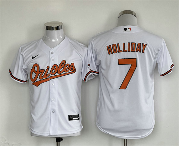 Youth Baltimore Orioles #7 Jackson Holliday White Stitched Baseball Jersey
