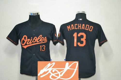 Youth Baltimore Orioles 13# Manny Machado Black Signature Jersey