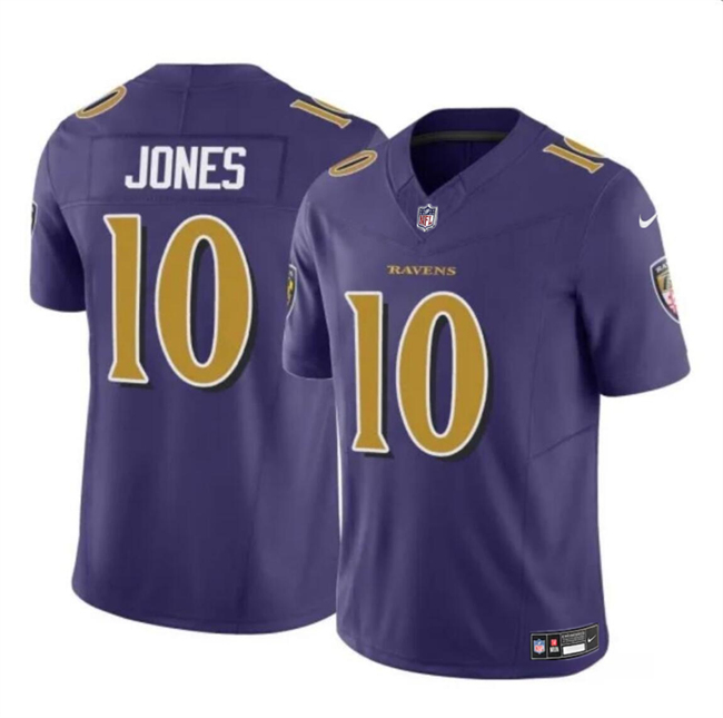 Youth Baltimore Ravens #10 Emory Jones Purple 2023 F.U.S.E Vapor Limited Football Jersey