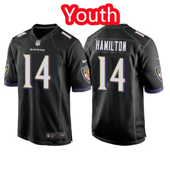 Youth Baltimore Ravens #14 Kyle Hamilton Black Jersey
