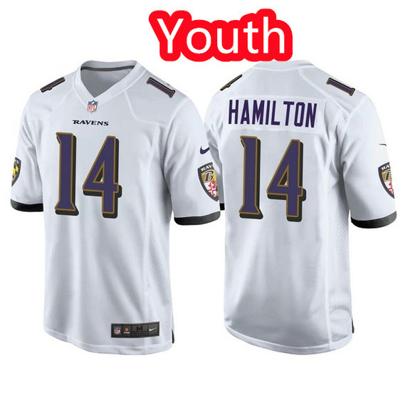 Youth Baltimore Ravens #14 Kyle Hamilton White Jersey