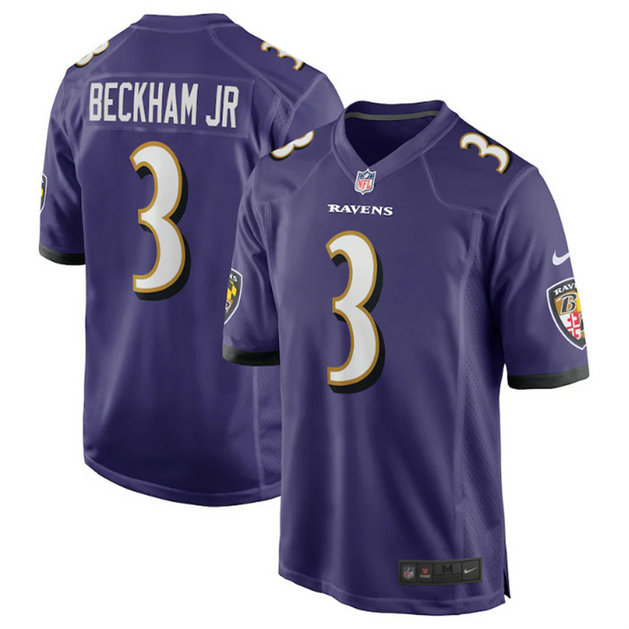 Youth Baltimore Ravens #3 Odell Beckham Jr. Purple Stitched Game Jersey