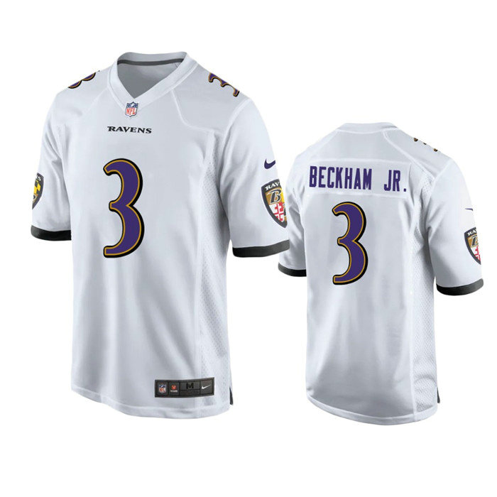 Youth Baltimore Ravens #3 Odell Beckham Jr. White Stitched Game Jersey
