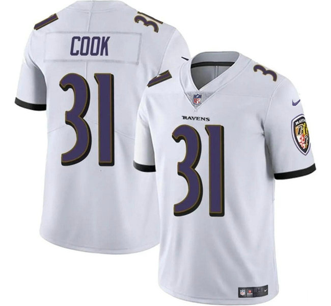 Youth Baltimore Ravens #31 Dalvin Cook White Stitched Jersey