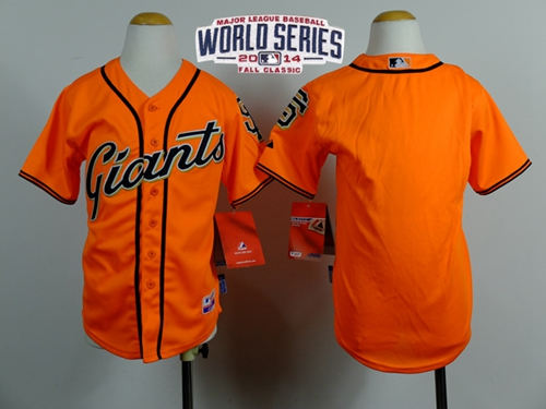 Youth Baseball Giants Blank Orange Alternate W 2014 World Series Patch Jersey