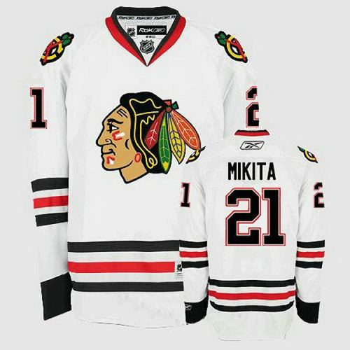Youth Blackhawks #21 Stan Mikita Stitched White NHL Jersey