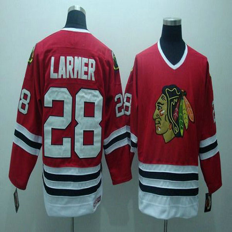 Youth Blackhawks #28 Steve Larmer Stitched Red CCM Throwback NHL Jersey