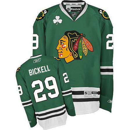 Youth Blackhawks #29 Bryan Bickell Green Stitched NHL Jersey