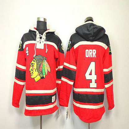 Youth Blackhawks #4 Bobby Orr Red Sawyer Hooded Sweatshirt Stitched NHL Jersey