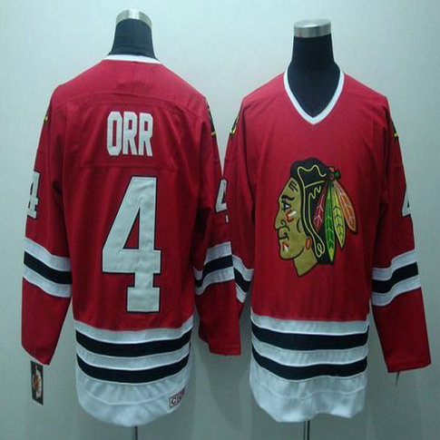 Youth Blackhawks #4 Bobby Orr Stitched Red CCM Throwback NHL Jersey