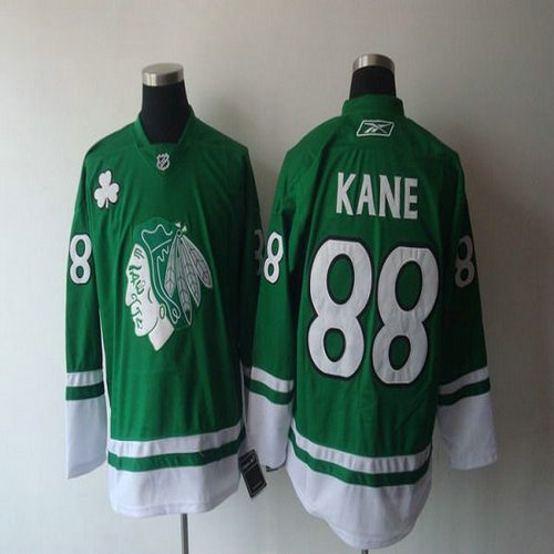 Youth Blackhawks #88 Patrick Kane Green St. Patty's Day Stitched NHL Jersey