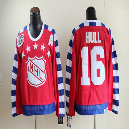 Youth Blues #16 Brett Hull Red All Star CCM Throwback 75TH Stitched NHL Jersey