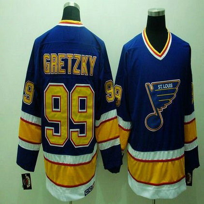 Youth Blues #99 Wayne Gretzky Stitched Blue CCM Throwback NHL Jersey