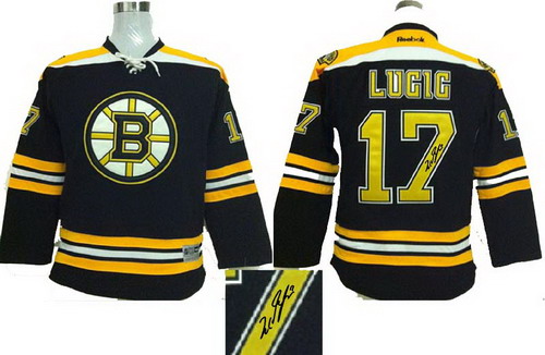 Youth Boston Bruins #17 Milan Lucic signature jerseys