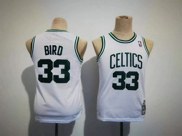 Youth Boston Celtics #33 Larry Bird White Stitched Jersey