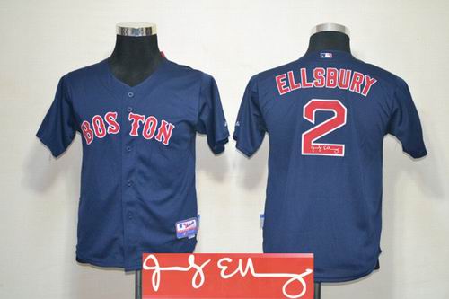 Youth Boston Red Sox #2 Jacoby Ellsbury blue signature Jersey