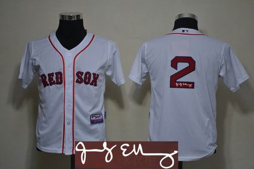 Youth Boston Red Sox #2 Jacoby Ellsbury white signature Jersey